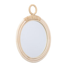 nordic style wicker hanging mirror for household decoration and makeup