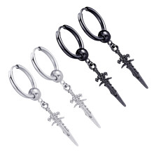 4pcs hip hop style earrings for men and women, silver black