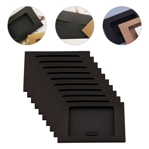 10pcs kraft paper storage boxes with window for postcards 2
