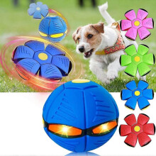 (Blue) 2023 New Pet Toy Flying Saucer Ball, Flying Saucer Ball Dog Toy, Pet Toy Flying Saucer, With 6 Led Light TW