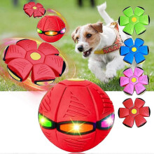 (Red) 2023 New Pet Toy Flying Saucer Ball, Flying Saucer Ball Dog Toy, Pet Toy Flying Saucer, With 6 Led Light TW