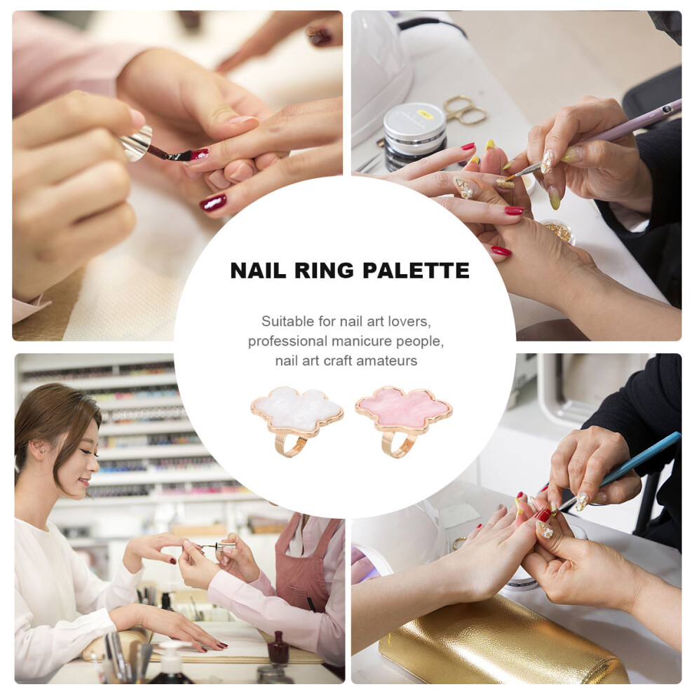 Inoomp 2Pcs Resin Nail Art Ring Palettes Shell Cloud Mixing Plates