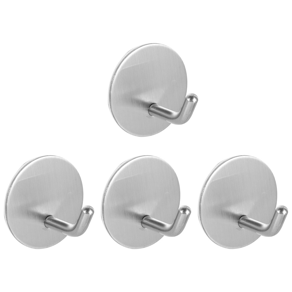 4Pcs Stainless Steel Self Adhesive Hooks Waterproof Sticky Hanger 3301803571269