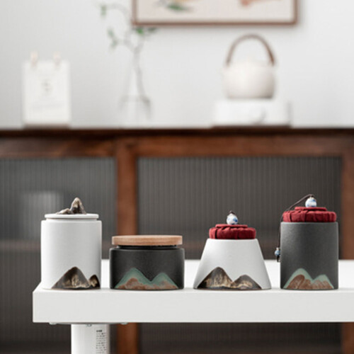 Elegant White Ceramic Tea Canister Airtight Mini Tea Storage Box 2