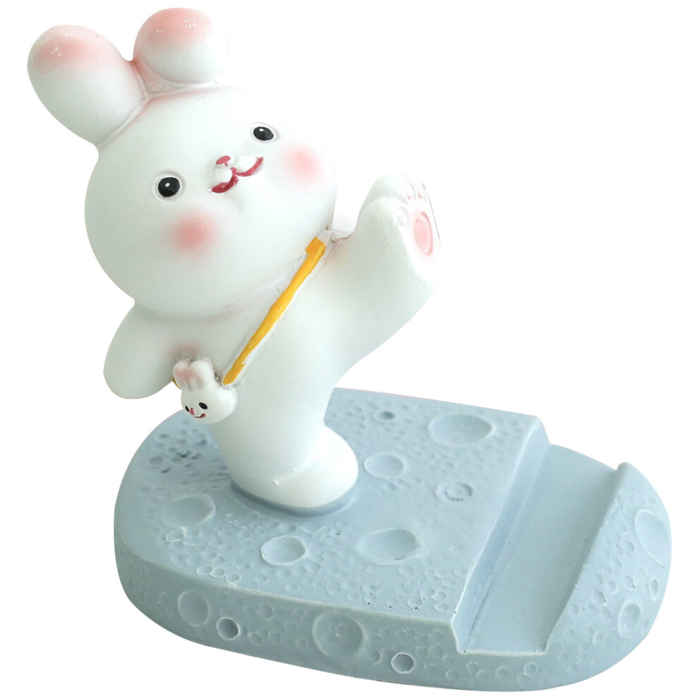Resin Rabbit Phone Holder Adorable Smartphone Desk Stand White 3301803541491