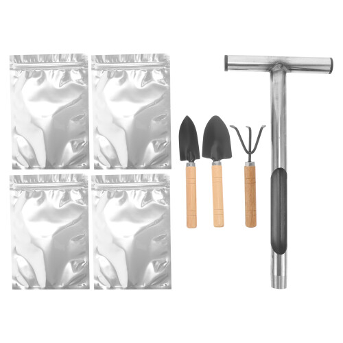 1Set Silver Stainless Steel Soil Sampling Tool with Anti-Skid T Handle 2