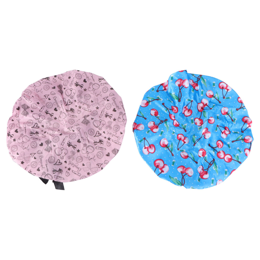 Totority 2Pcs Double Layer Waterproof Washable Shower Caps Bow