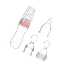 3pcs silicone spoon head baby feeding bottle for rice paste milk pink