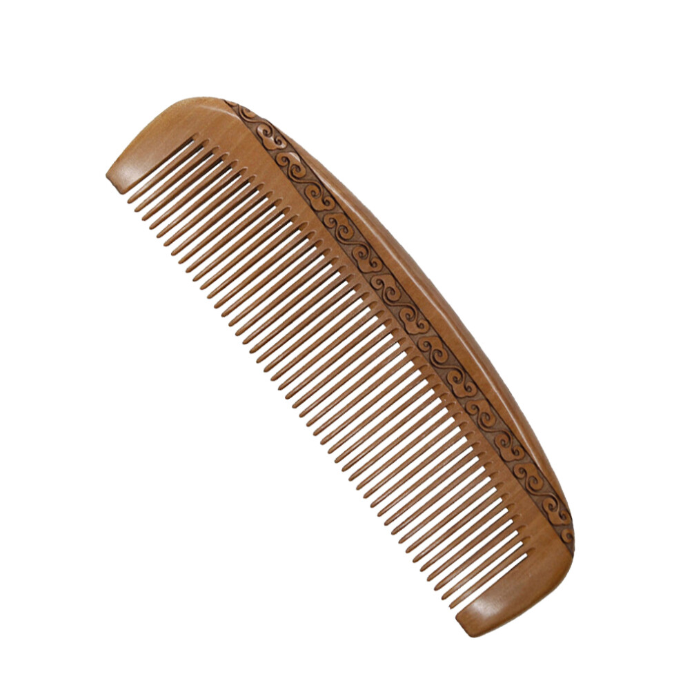 Happyyami Unisex Peach Anti Static Wood Comb Double Side Carving For Scalp Massage