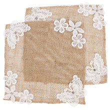 2Stk Beige Tischset Aus Mit Feiner Spitze, Und Schön