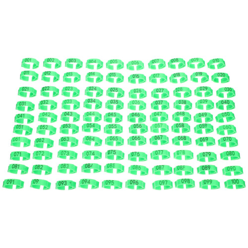 100pcs numbered chicken foot marking rings identification bands green 2