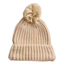 1Pc Winter Kids Woolen Beanie Knitted Hat Warm Beige Cap for Autumn