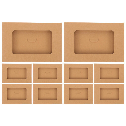 10pcs kraft paper storage boxes with window for postcards