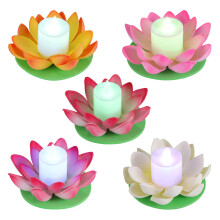 5pcs led floating lotus lights battery powered for pond pool garden