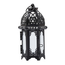 Vintage Handheld Lantern Style Candle Holder Hanging For Parties Iron And Glass Square Shape 1Pack