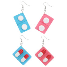 2 pairs funny ear hook earrings for women, dangler style (green, pink)