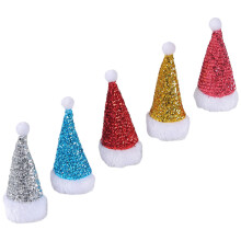 5Pcs Miniature Christmas Hat Cutlery Holders Assorted Color Xmas Decor