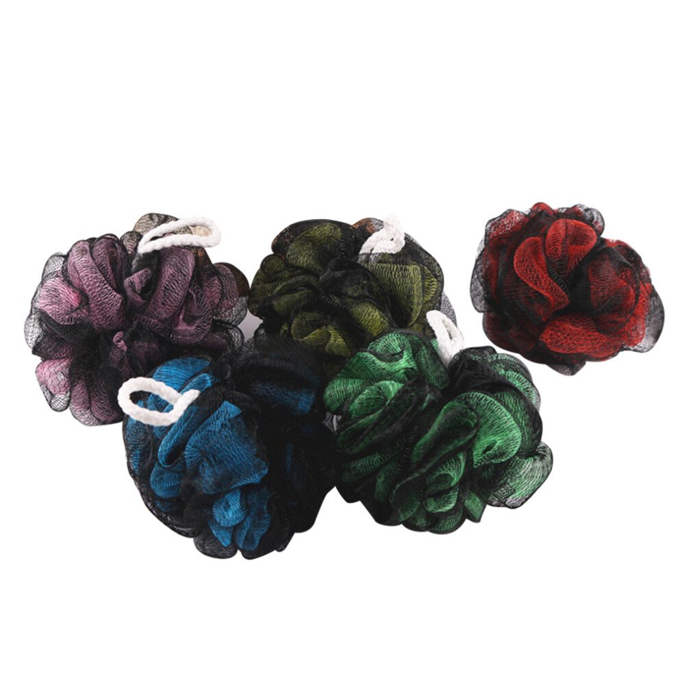 Solustre 5Pcs Mesh Pouf Bath Sponge Loofahs Large Exfoliating Shower Ball