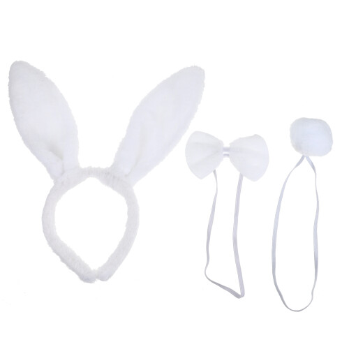 creative plush rabbit costume set with headband for easter party decor 2