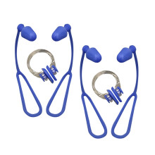 2pcs nose clip with rope waterproof earplug set for kids adults blue