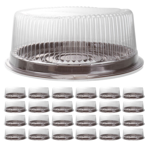 25 pcs plastic cake containers with clear lids round carrier boxes 1