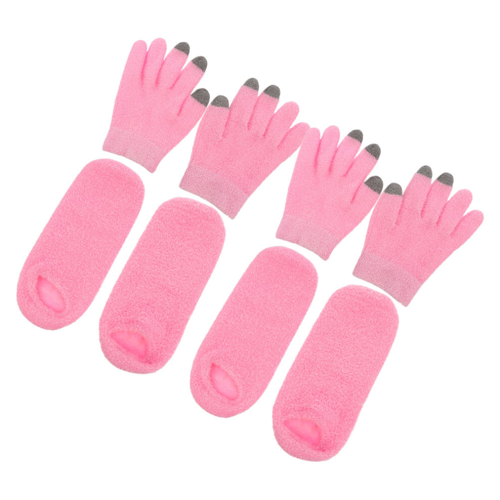 Vaguelly Pink 2 Pairs Moisturizing Gloves And Socks With Anti Slip Gel