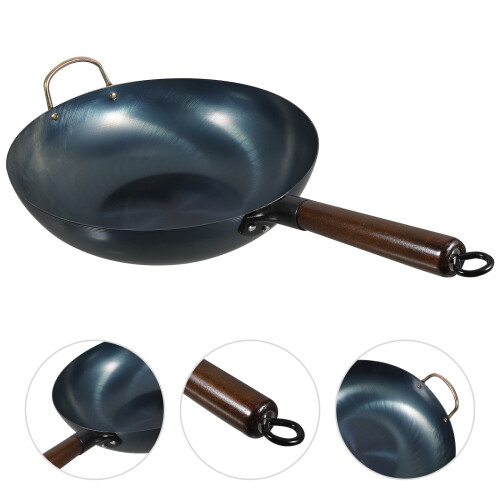 iron flat bottom non-stick cooking pan kitchen wok thickened 2