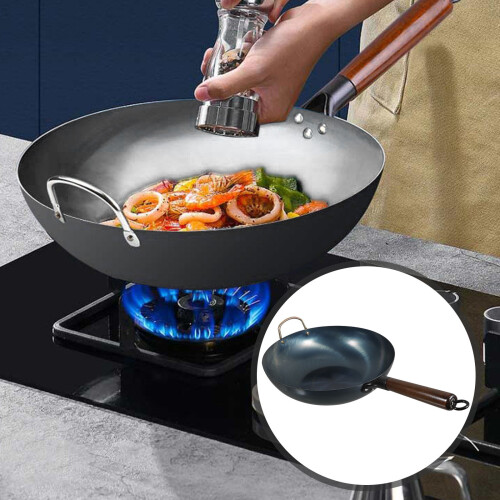 iron flat bottom non-stick cooking pan kitchen wok thickened 1