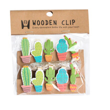 10pcs cactus wooden photo clips with rope for picture display