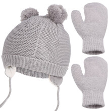 Unisex Cold Weather Gloves Beanie Cap Fleece 1 Set