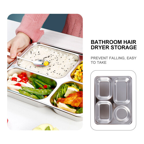 1pc thickened stainless steel square fruit snack plate 1