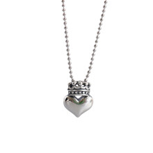 s925 silver delicate crown heart pendant necklace for women