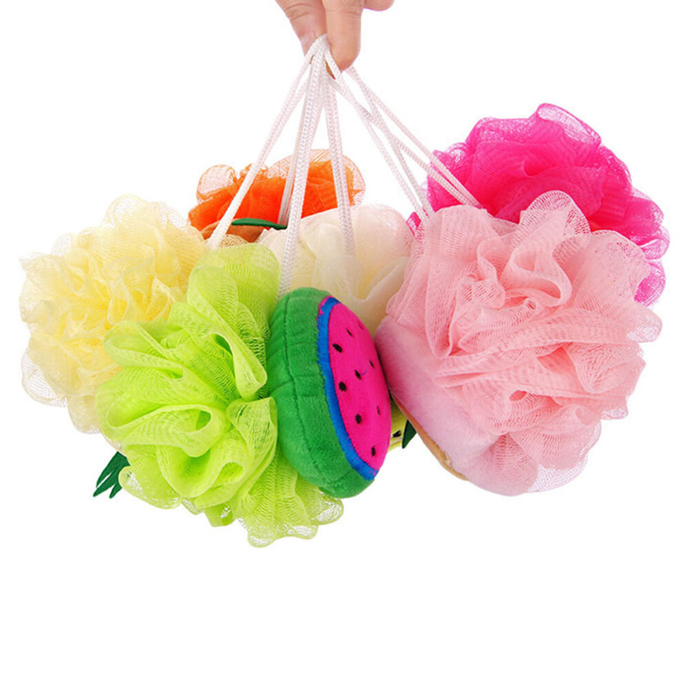 Villcase 4Pcs Fruit Shaped Bath Ball Mesh Sponge Pouf Shower Set