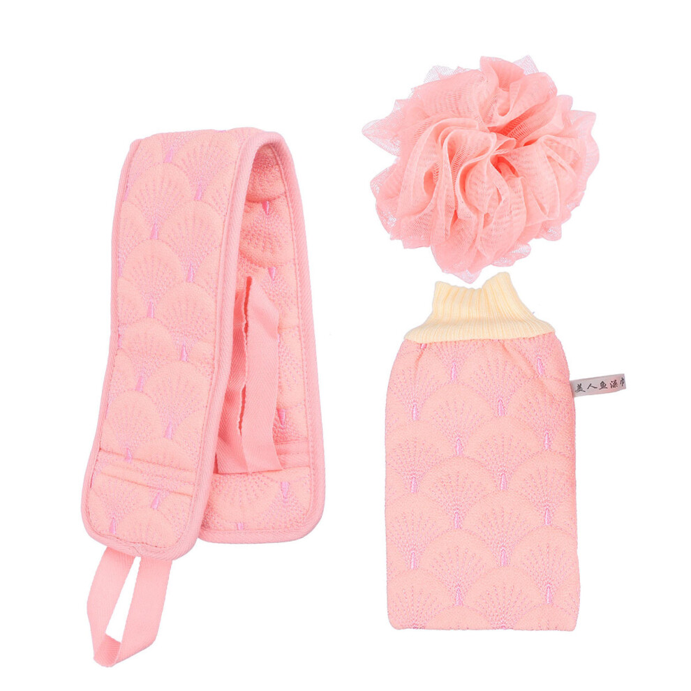 portable shower ball bath glove long strip back scrubber 3pcs set-image-OPC-PKRRB8P-NEW