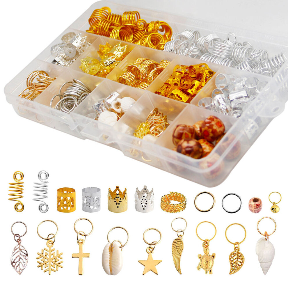 Vaguelly Unisex 238Pcs Dreadlocks Rings Hair Braids Bead Extension Accessory
