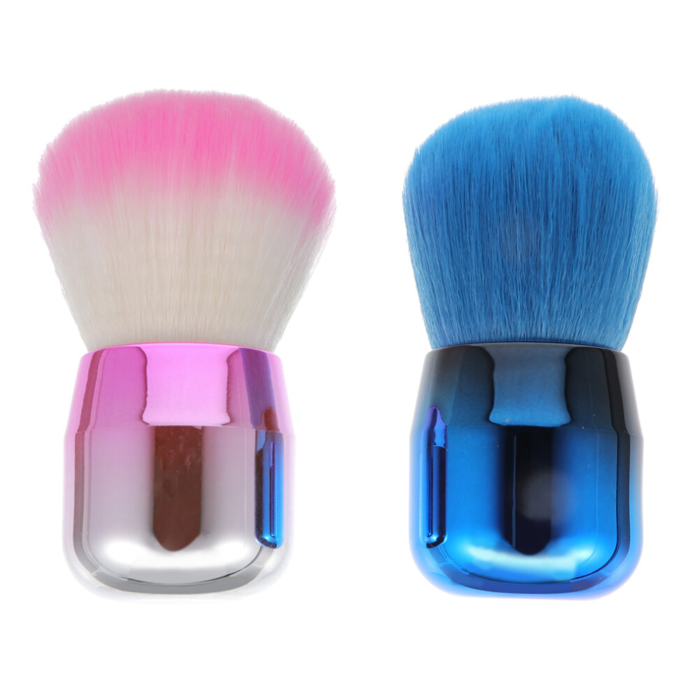 Happyyami Blue Blush And Loose Powder Makeup Brush Durable Plastic Handle