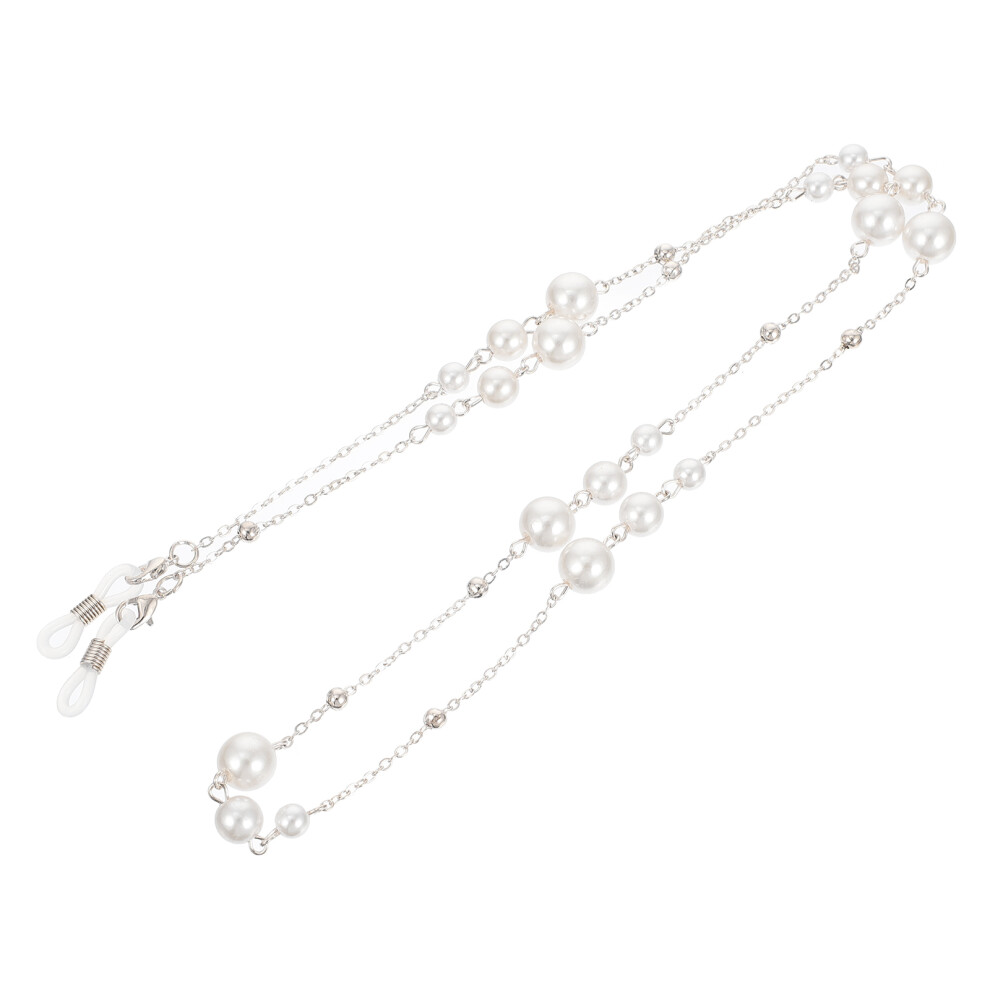 Ohphcall Silver 1Pc Girls Copper Glasses Strap Imitation Pearl Eyeglass String