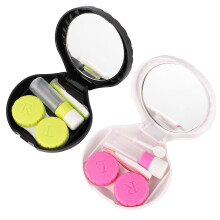 2pcs plastic lens case storage box for girls, black and white