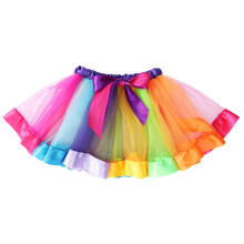 Girls Rainbow Tutu Skirt Ruffle Tiered Dance Dress Size M 4-6 Years
