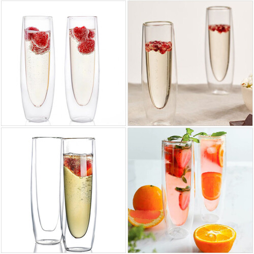 2pcs classic glasses double layer glass wine cups for bar 2