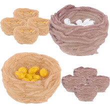 10Pcs Mini Fake Bird Nests Resin Craft Assorted Colors for Home Decor