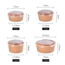 50pcs 16oz kraft paper with lid for fruit salad