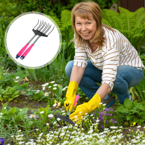 2pcs garden rake for weeding plowing random color 1
