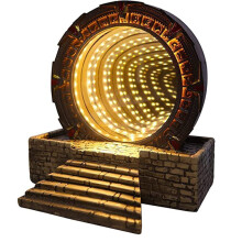 Resin Ornament Vintage Time Tunnel Mirror With Luminous Lighting Table Desk Book Shelf Bedroom One Size Earth Yellow