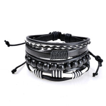 Retro Lederarmband Mehrlagig Geflochten Damen