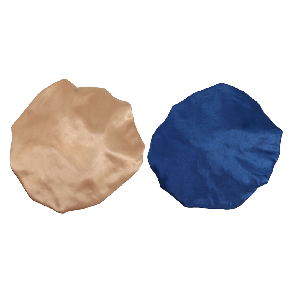 Solustre 1 Set 2Pcs Double-Layer Satin Sleep Hats