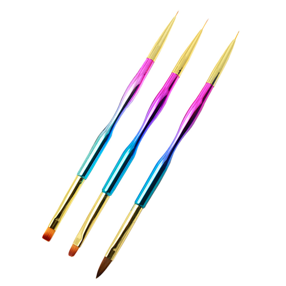 Artibetter 3Pcs Professional Nail Art Brushes Liner Manicure Diy Tool Set