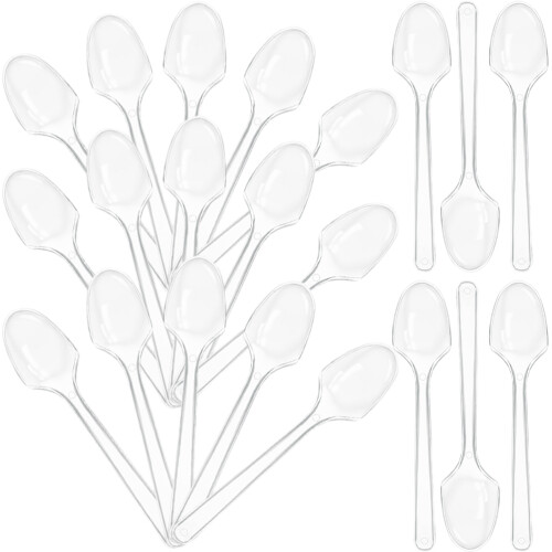 100pcs clear mini spoons for tasting, dessert, yogurt