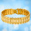 men bracelet wide flower pattern engraved chain link golden 10