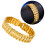 men bracelet wide flower pattern engraved chain link golden 2